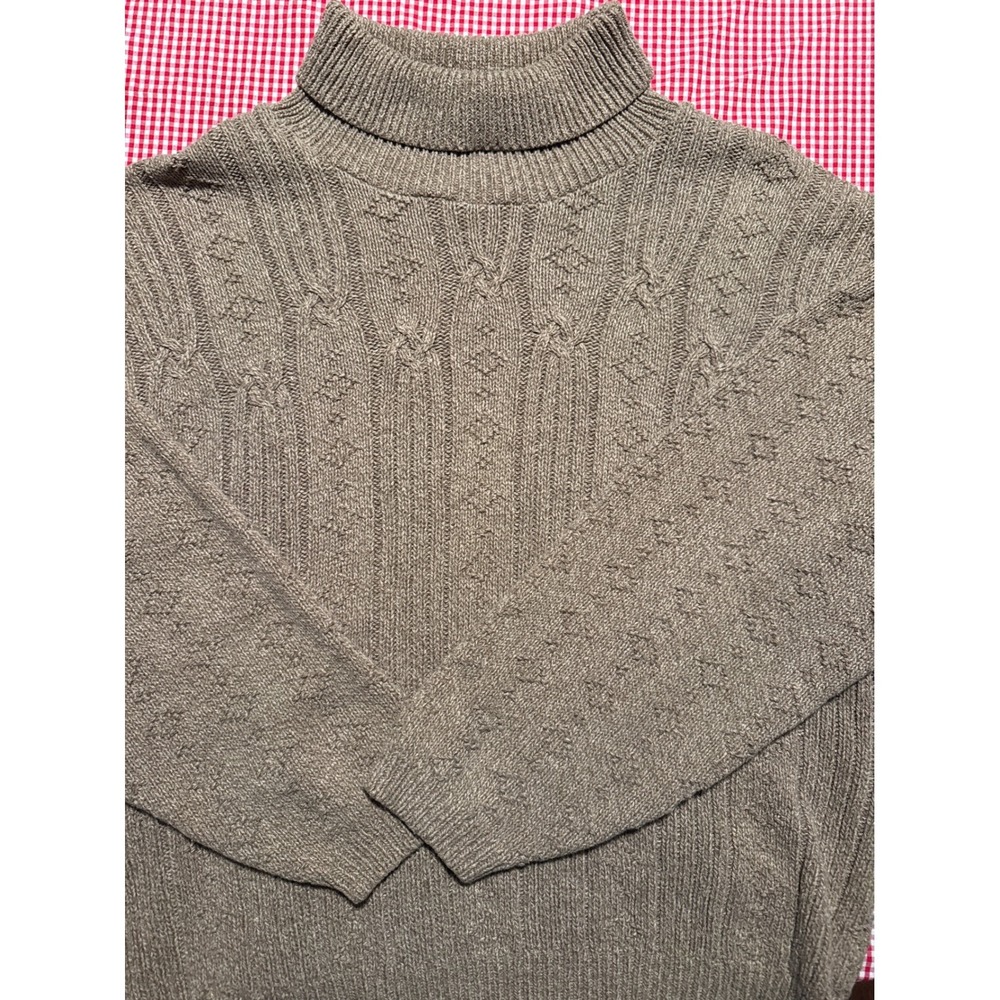 VTG Northern Reflections Parkhurst Women Turtleneck Sweater Tan Textured Knit  L